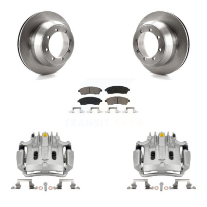 Rear Brake Caliper Rotor Ceramic Pad Kit For Ford F-350 Super Duty With Dual Wheels KC8-100652C