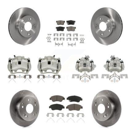 Front Rear Disc Brake Caliper Rotor And Ceramic Pad Kit (10Pc) For Honda Civic Acura RSX KC8-100958C