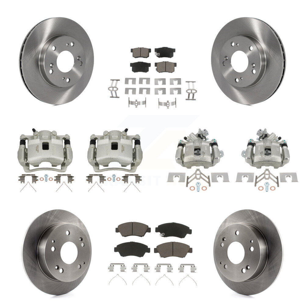 Front Rear Disc Brake Caliper Rotor And Ceramic Pad Kit (10Pc) For Honda Civic Acura RSX KC8-100958C
