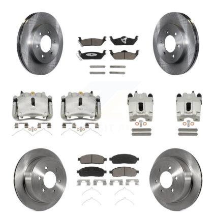 Front Rear Brake Caliper Rotor Ceramic Pad Kit (10Pc) For Ford F-150 Lincoln Mark LT 4WD KC8-100975C
