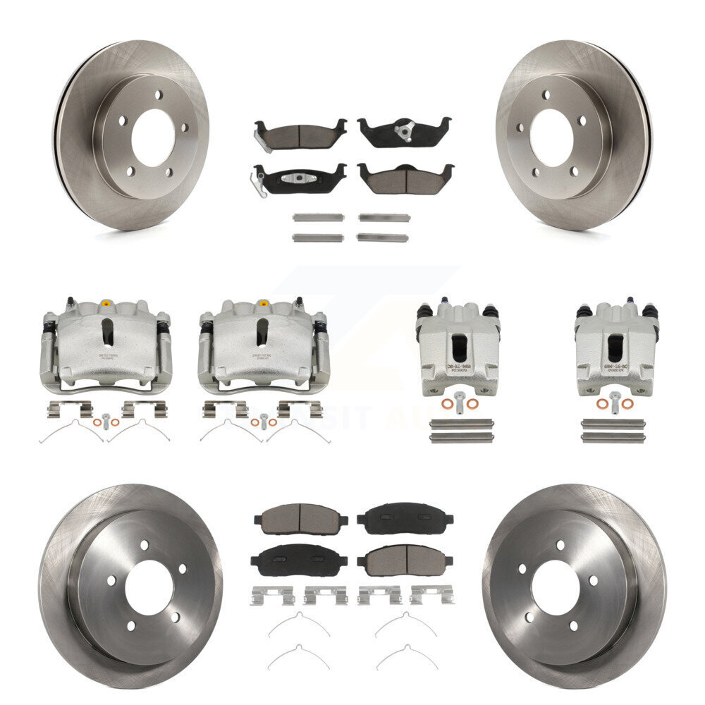 Front Rear Disc Brake Caliper Rotors And Ceramic Pads Kit (10Pc) For 2004 Ford F-150 4WD KC8-100976C