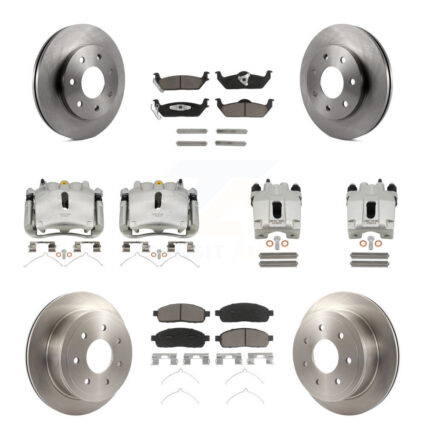 Front Rear Brake Caliper Rotor Ceramic Pad Kit (10Pc) For Ford F-150 Lincoln Mark LT 4WD KC8-100977C