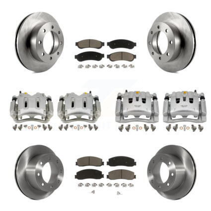 Front Rear Brake Caliper Rotors & Ceramic Pad Kit (10Pc) For Ford F-350 Super Duty F-250 KC8-100983C