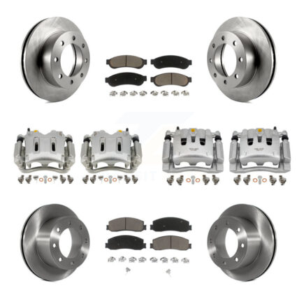Front Rear Brake Caliper Rotors & Ceramic Pad Kit (10Pc) For Ford F-250 Super Duty F-350 KC8-100984C