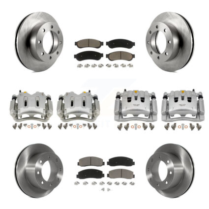 Front Rear Disc Brake Caliper Rotor Ceramic Pad Kit (10Pc) For Ford F-250 Super Duty 4WD KC8-100985C