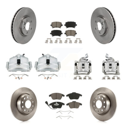 Front Rear Disc Brake Caliper Rotor & Ceramic Pad Kit (10Pc) For 2012 Volkswagen CC 2.0L KC8-100989C