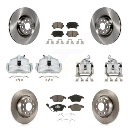 Front Rear Disc Brake Caliper Rotor & Ceramic Pad Kit (10Pc) For 2012 Volkswagen CC 2.0L KC8-100990C