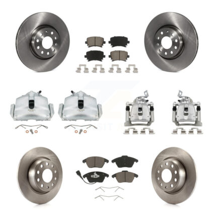 Front Rear Disc Brake Caliper Rotor & Ceramic Pad Kit (10Pc) For 2012 Volkswagen CC 2.0L KC8-100991C