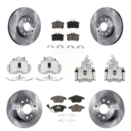 Front Rear Disc Brake Caliper Rotor & Ceramic Pad Kit (10Pc) For Volkswagen Jetta Beetle KC8-100998C
