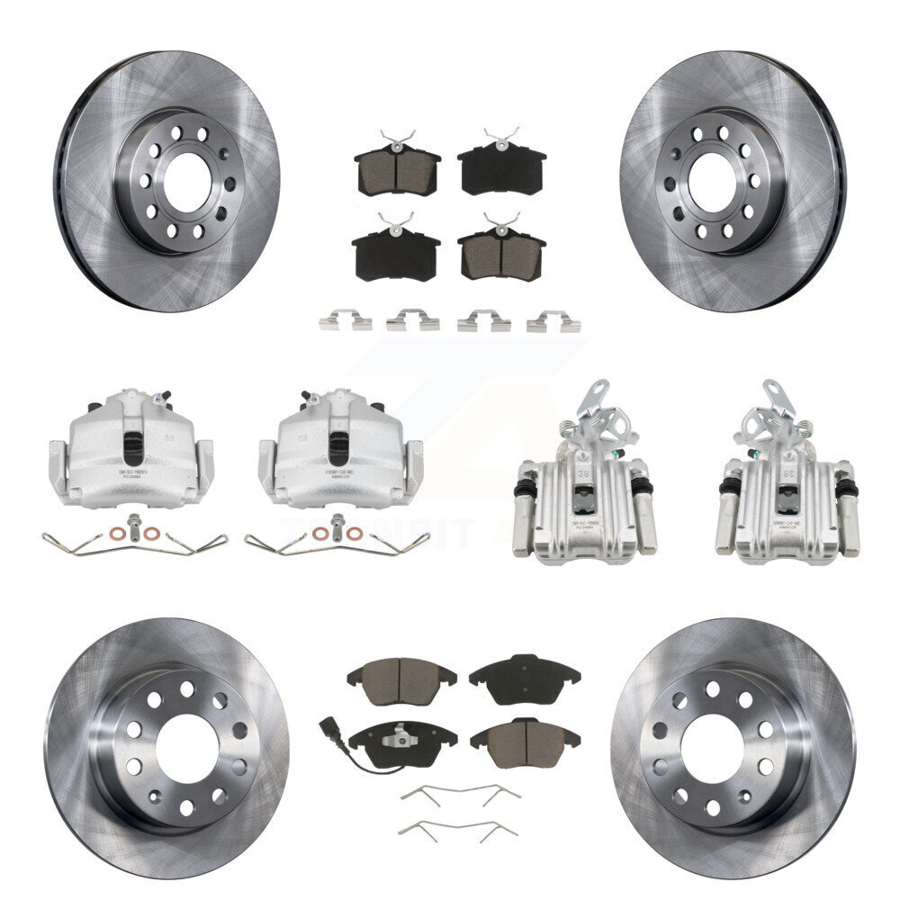 Front Rear Disc Brake Caliper Rotor & Ceramic Pad Kit (10Pc) For Volkswagen Jetta Beetle KC8-100998C