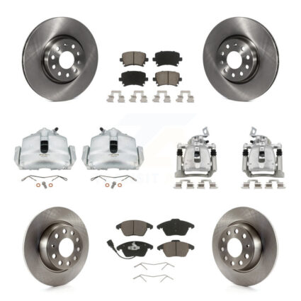 Front Rear Brake Caliper Rotors & Ceramic Pad Kit (10Pc) For 2008 Volkswagen Passat 2.0L KC8-101005C
