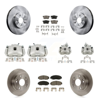 Front Rear Disc Brake Caliper Rotors & Ceramic Pad Kit (10Pc) For Honda Accord Acura TSX KC8-101026C
