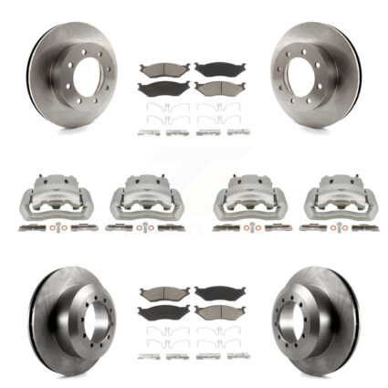 Front Rear Disc Brake Caliper Rotor And Ceramic Pad Kit (10Pc) For Ford E-550 Super Duty KC8-101032C