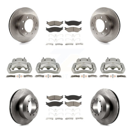Front Rear Disc Brake Caliper Rotor And Ceramic Pad Kit (10Pc) For Ford E-550 Super Duty KC8-101033C
