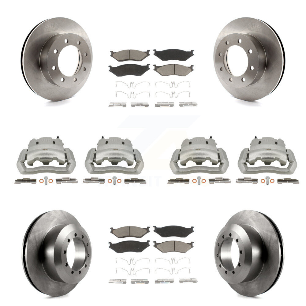 Front Rear Disc Brake Caliper Rotor And Ceramic Pad Kit (10Pc) For Ford E-550 Super Duty KC8-101033C