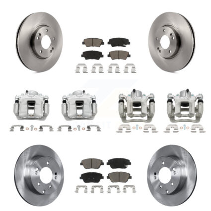 Front Rear Disc Brake Caliper Rotor Ceramic Pad Kit (10Pc) For Hyundai Sonata Kia Optima KC8-101041C