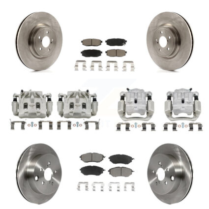Front Rear Brake Caliper Rotor Ceramic Pad Kit (10Pc) For 2014-2018 Subaru Forester 2.0L KC8-101051C