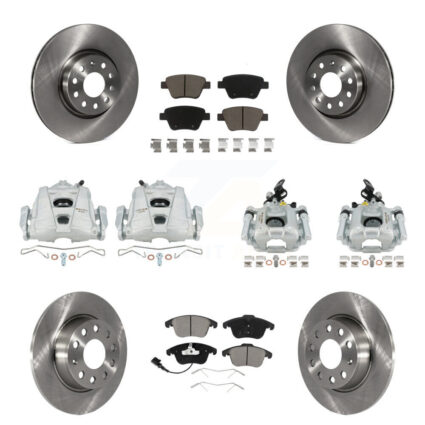 Front Rear Brake Caliper Rotors & Ceramic Pad Kit (10Pc) For 2012-2014 Volkswagen Passat KC8-101053C