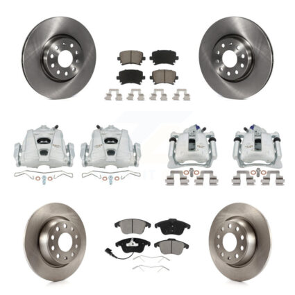 Front Rear Brake Caliper Rotors & Ceramic Pad Kit (10Pc) For 2009-2011 Volkswagen Tiguan KC8-101054C