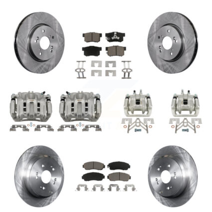Front Rear Disc Brake Caliper Rotors And Ceramic Pad Kit (10Pc) For Honda CR-V Acura RDX KC8-101058C