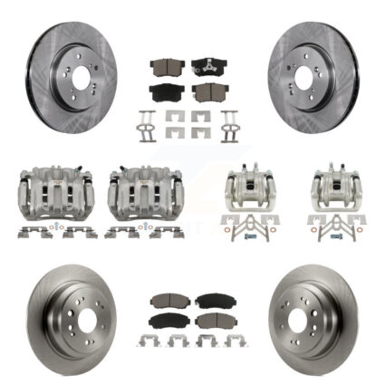 Front Rear Disc Brake Caliper Rotors & Ceramic Pad Kit (10Pc) For Honda Accord Crosstour KC8-101063C