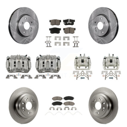Front Rear Brake Caliper Rotors Ceramic Pad Kit (10Pc) For 11 Honda Accord Crosstour AWD KC8-101064C