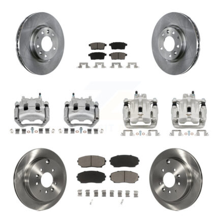 Front Rear Disc Brake Caliper Rotors And Ceramic Pad Kit (10Pc) For Mazda CX-7 Ford Edge KC8-101068C