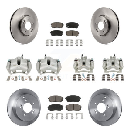Front Rear Brake Caliper Rotors & Ceramic Pad Kit (10Pc) For Hyundai Tucson Kia Sportage KC8-101072C