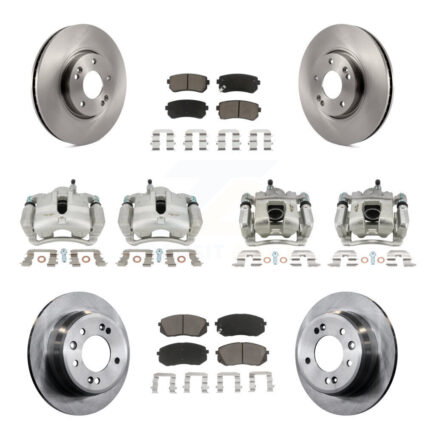 Front Rear Brake Caliper Rotors Ceramic Pad Kit (10Pc) For 16 Kia Sportage FWD with 2.4L KC8-101077C