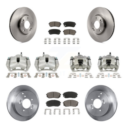 Front Rear Brake Caliper Rotor Ceramic Pad Kit (10Pc) For Kia Sportage AWD From 12 10 15 KC8-101078C