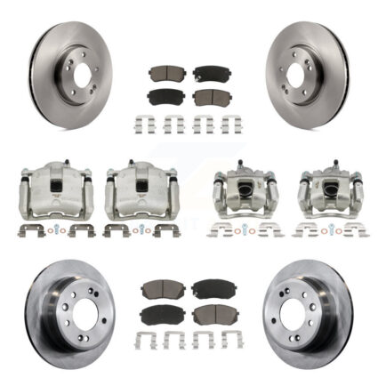 Front Rear Brake Caliper Rotors Ceramic Pad Kit (10Pc) For 16 Kia Sportage FWD with 2.4L KC8-101081C