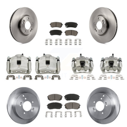 Front Rear Brake Caliper Rotors Ceramic Pad Kit (10Pc) For 16 Kia Sportage AWD with 2.4L KC8-101082C