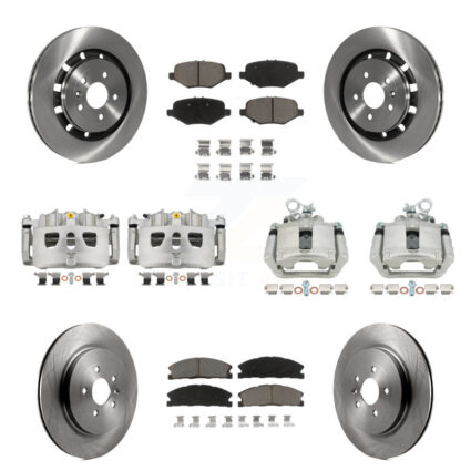 Front Rear Disc Brake Caliper Rotor Ceramic Pad Kit (10Pc) For Ford Explorer Flex Taurus KC8-101093C