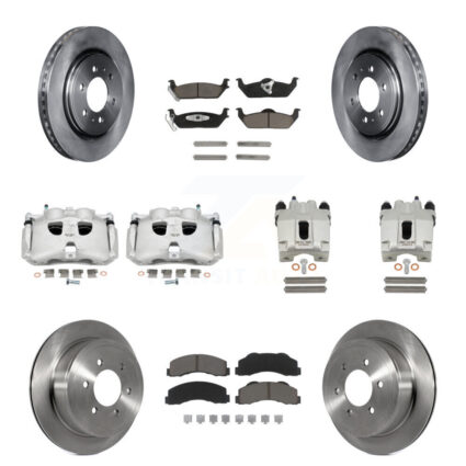 Front Rear Brake Caliper Rotor & Ceramic Pad Kit (10Pc) For Ford F-150 With 6 Lug Wheels KC8-101107C