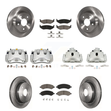 Front Rear Disc Brake Caliper Rotors & Ceramic Pad Kit (10Pc) For Ram 1500 Classic Dodge KC8-101141C
