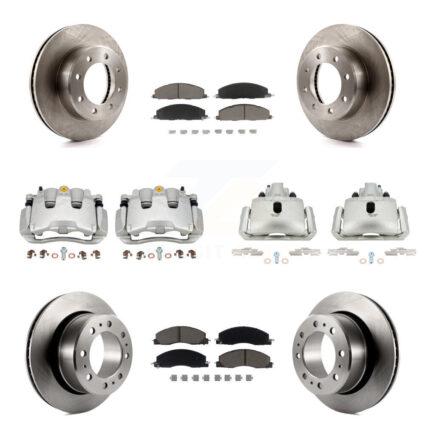 Front Rear Brake Caliper Rotors Ceramic Pad Kit (10Pc) For 12 Ram 1500 With 8 Lug Wheels KC8-101142C