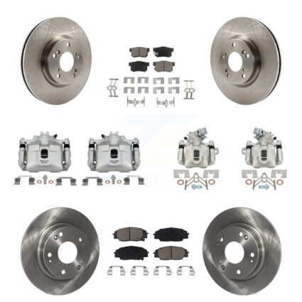 Front Rear Brake Caliper Rotor Ceramic Pad Kit (10Pc) For 06-08 Honda Civic Si with 2.0L KC8-101146C