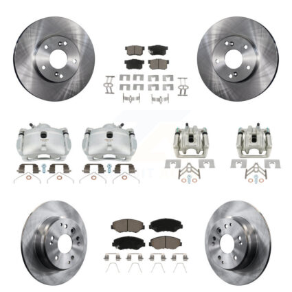 Front Rear Disc Brake Caliper Rotor & Ceramic Pad Kit (10Pc) For 2003-2011 Honda Element KC8-101149C