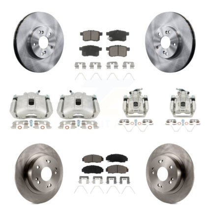 Front Rear Disc Brake Caliper Rotors & Ceramic Pad Kit (10Pc) For Honda Accord Acura TSX KC8-101167C