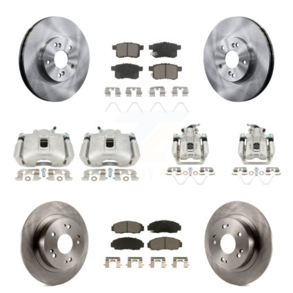 Front Rear Disc Brake Caliper Rotors & Ceramic Pad Kit (10Pc) For Honda Accord Acura TSX KC8-101171C