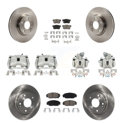 Front Rear Brake Caliper Rotor And Ceramic Pad Kit (10Pc) For 2007-2010 Acura CSX Type-S KC8-101201C