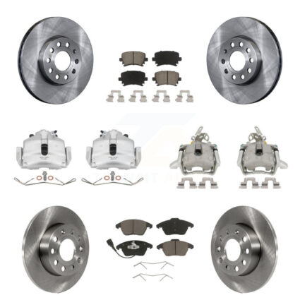 Front Rear Brake Caliper Rotors & Ceramic Pad Kit (10Pc) For 2006-2009 Volkswagen Rabbit KC8-101202C