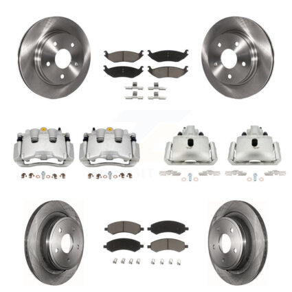Front Rear Brake Caliper Rotor & Ceramic Pad Kit (10Pc) For Chrysler Aspen Dodge Durango KC8-101213C