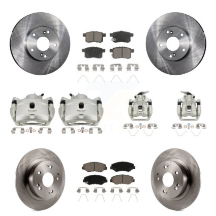 Front Rear Disc Brake Caliper Rotor Ceramic Pad Kit (10Pc) For Honda Accord LX with 2.4L KC8-101226C