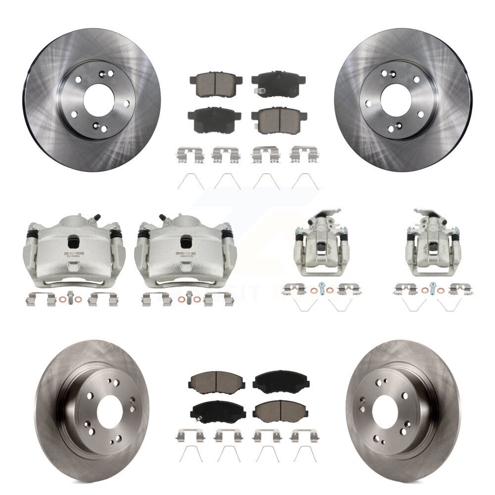Front Rear Disc Brake Caliper Rotor Ceramic Pad Kit (10Pc) For Honda Accord LX with 2.4L KC8-101226C