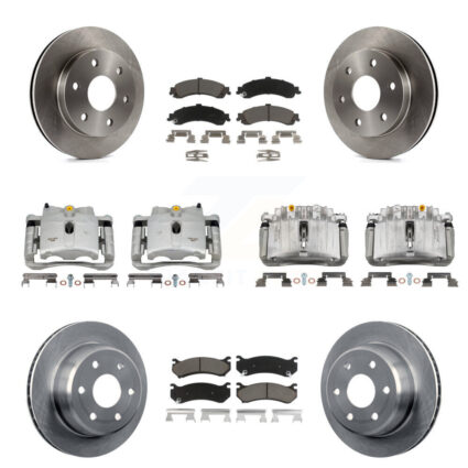 Front Rear Brake Caliper Rotor & Ceramic Pad Kit (10Pc) For Chevrolet Silverado 1500 GMC KC8-101252C