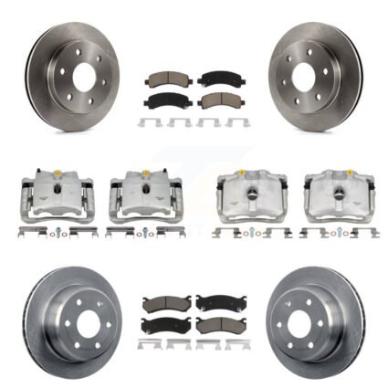 Front Rear Brake Caliper Rotor & Ceramic Pad Kit (10Pc) For Chevrolet Avalanche 1500 GMC KC8-101253C