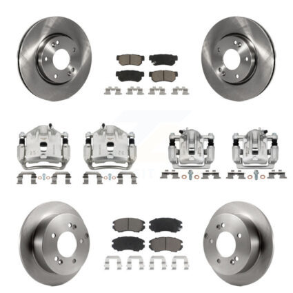Front Rear Disc Brake Caliper Rotor Ceramic Pad Kit (10Pc) For Hyundai Sonata Kia Optima KC8-101258C