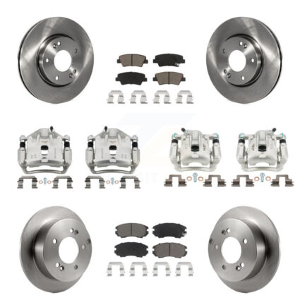 Front Rear Brake Caliper Rotors Ceramic Pad Kit (10Pc) For 2009-2010 Hyundai Sonata 2.4L KC8-101259C