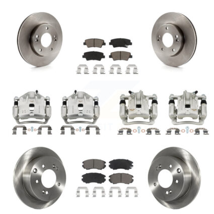 Front Rear Disc Brake Caliper Rotor & Ceramic Pad Kit (10Pc) For 2010-2011 Kia Soul 1.6L KC8-101260C